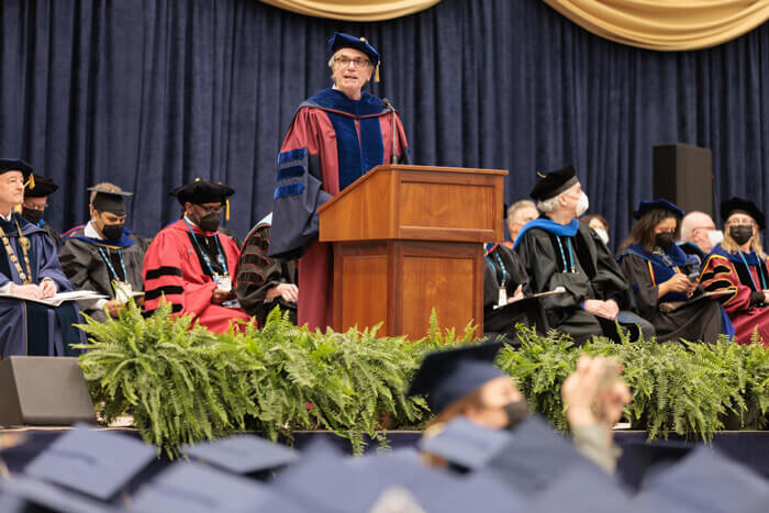 Dean Feuer addresses the audience at the GSEHD School Celebration